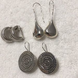 3 Pair 925 Sterling Silver Earrings